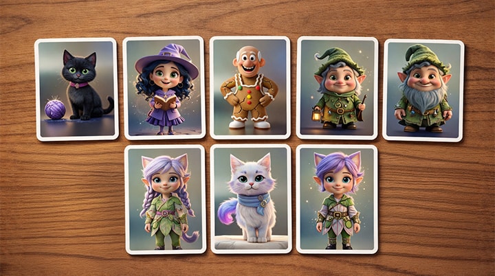 8 Cards Memory Matching Game Cards - Kittelfdora Characters