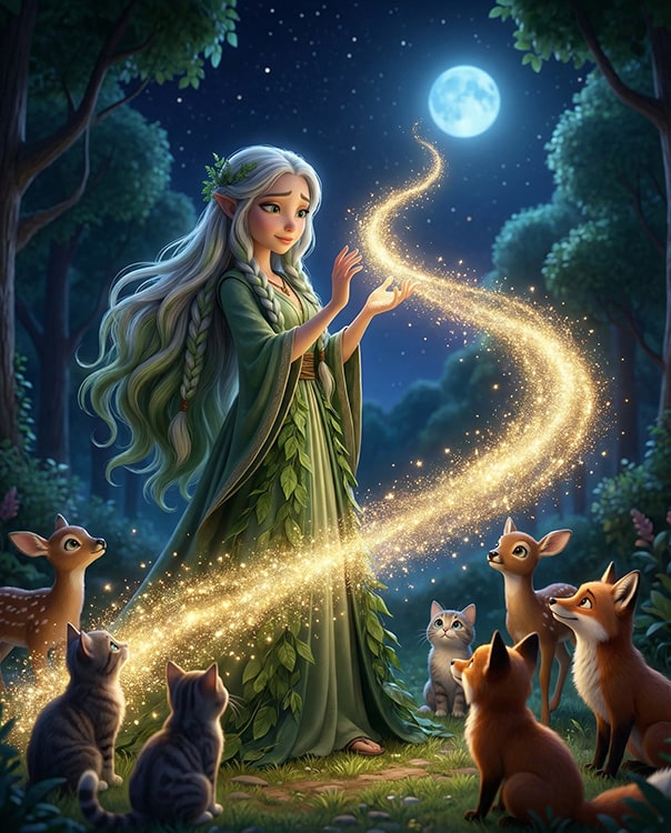 Kittelfdora origin story illustration: a stardust path opening to the stars