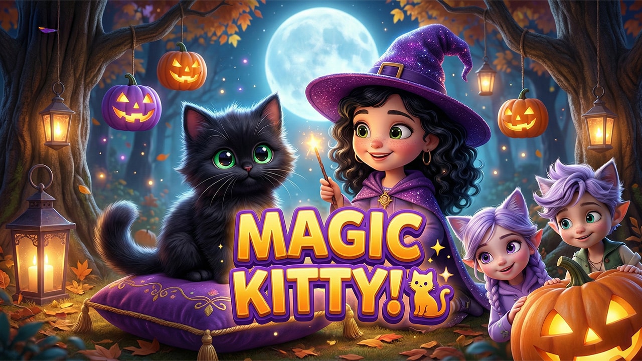 Cute Witchy with her cute black kitten