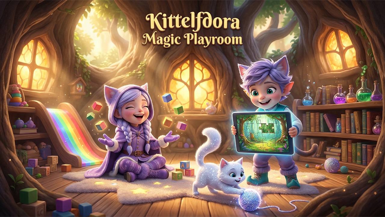 Miri and Ori playing in the Magic Playroom tree house